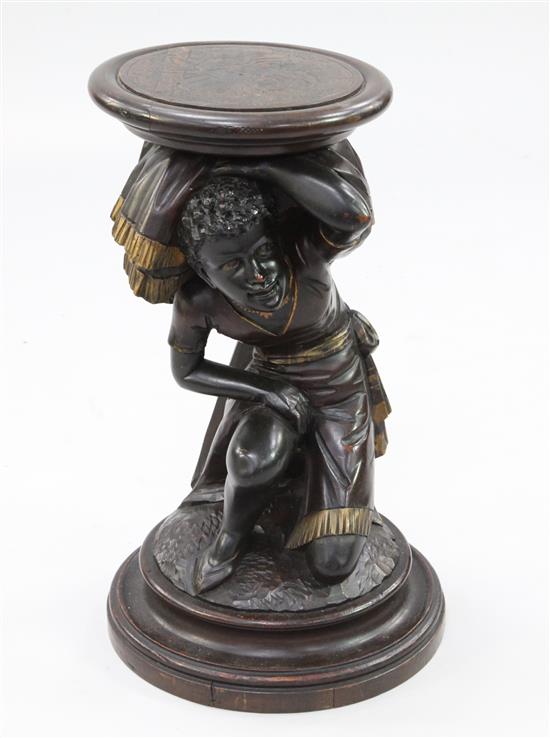 An Italian blackamoor figural carved stand, H.1ft 11in.